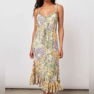 Rails Floral Midi Dress in Pastel Yellow, Lavender & Green